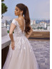 Illusion Neck Beaded Lace Tulle Sexy Modern Wedding Dress